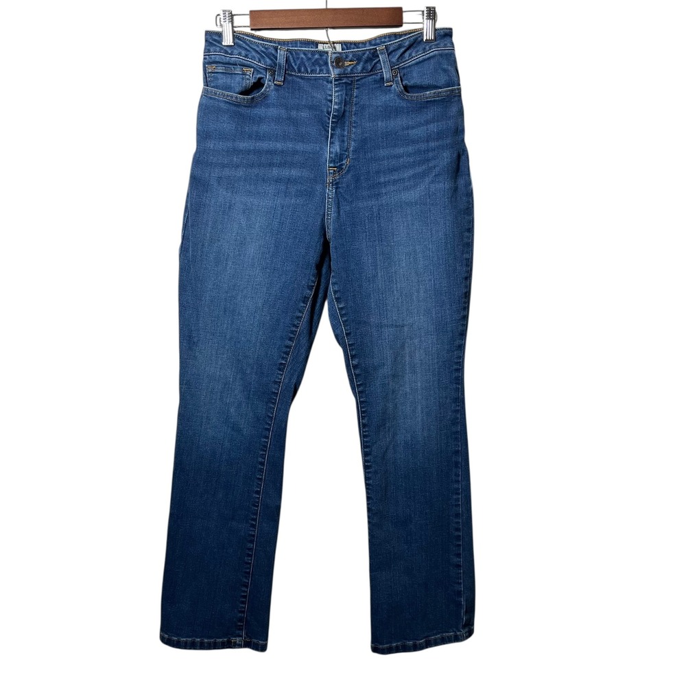 LL Bean Classic Fit Jeans Women's 12 Reg Blue‎ Straight Leg Stretch Denim Pants